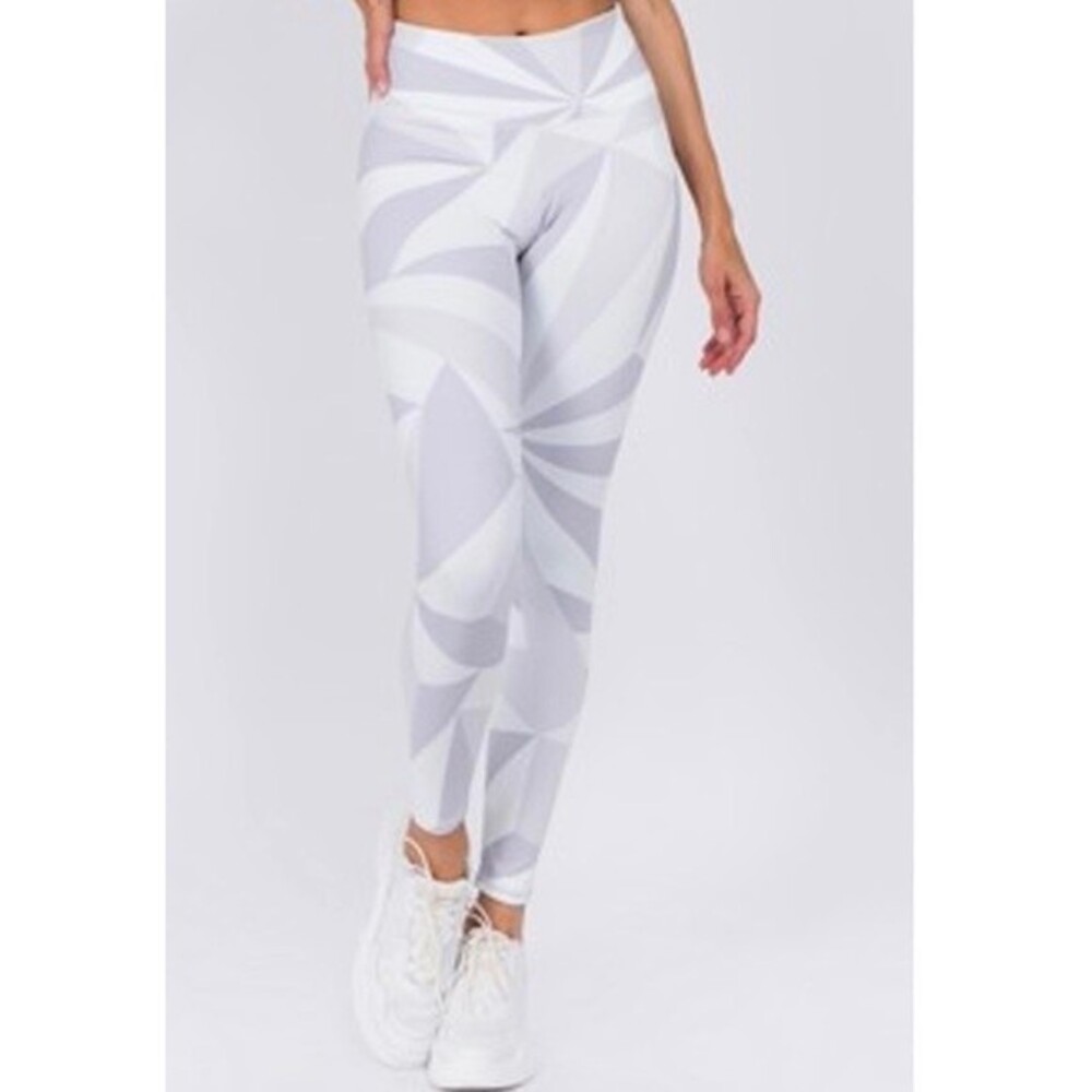 Yelete Active High Rise Geometric Print Artsy Workout Legging Athleisure S